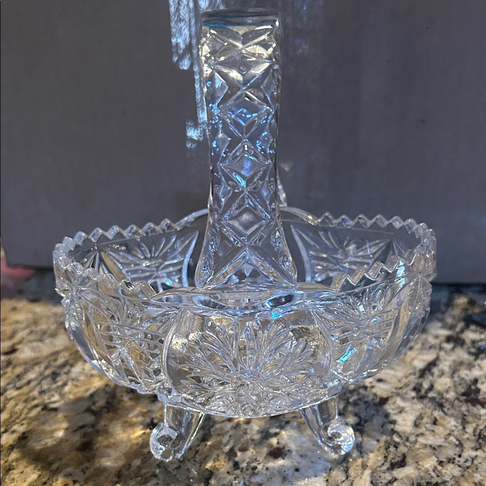 Cut Glass Lead Crystal Pedestal Candy Dish